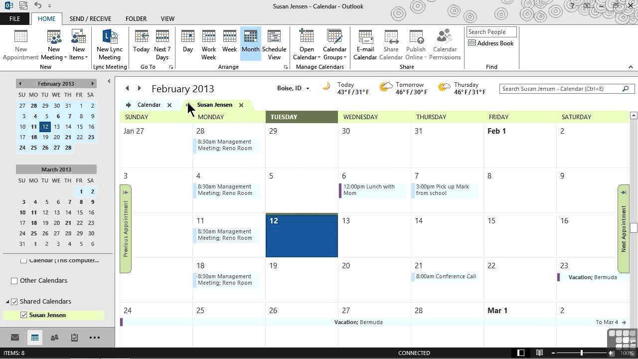 outlook 2011 for mac open shared calendar